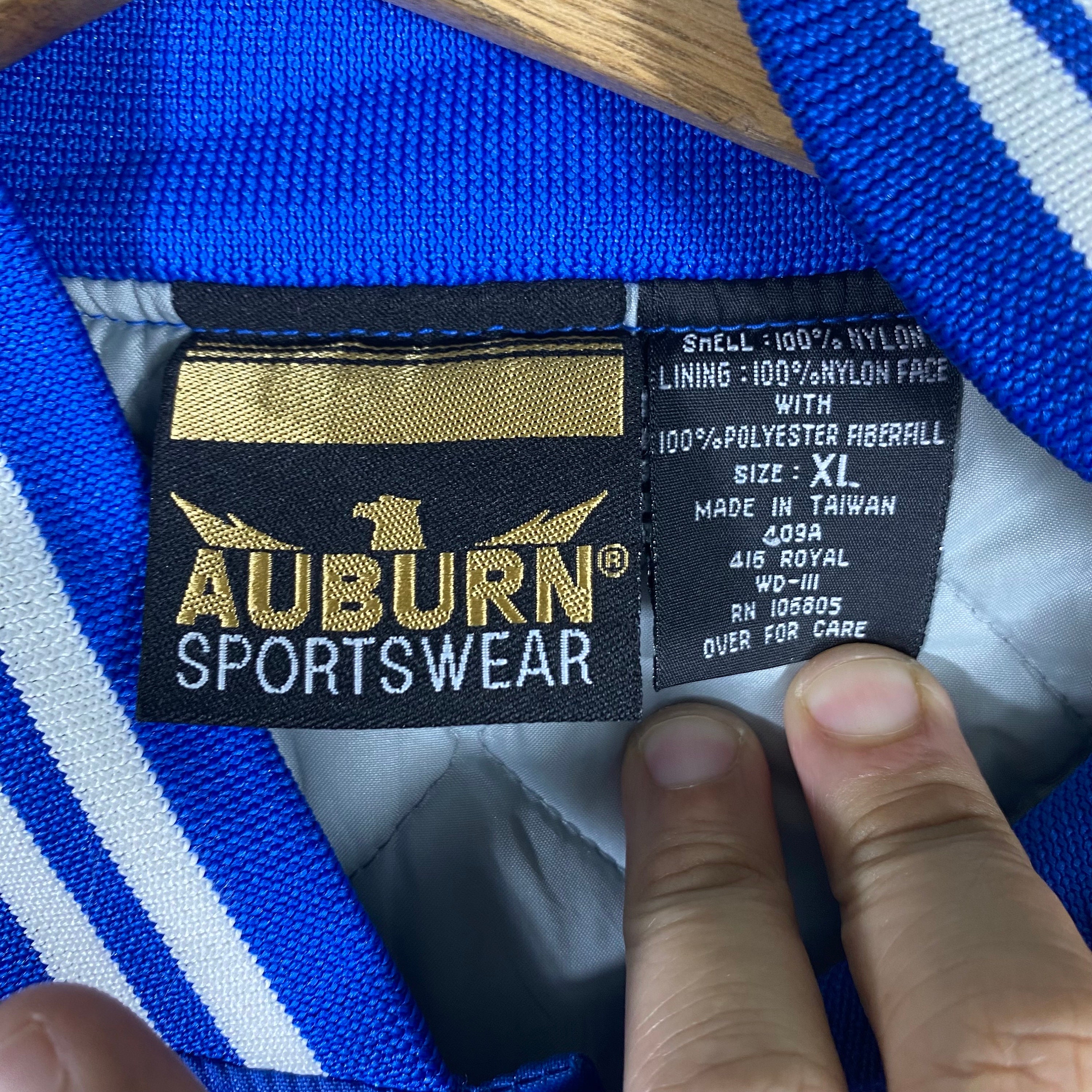 Vintage 90s Vintage Auburn Sportswear Mens Satin Blue Varsity 