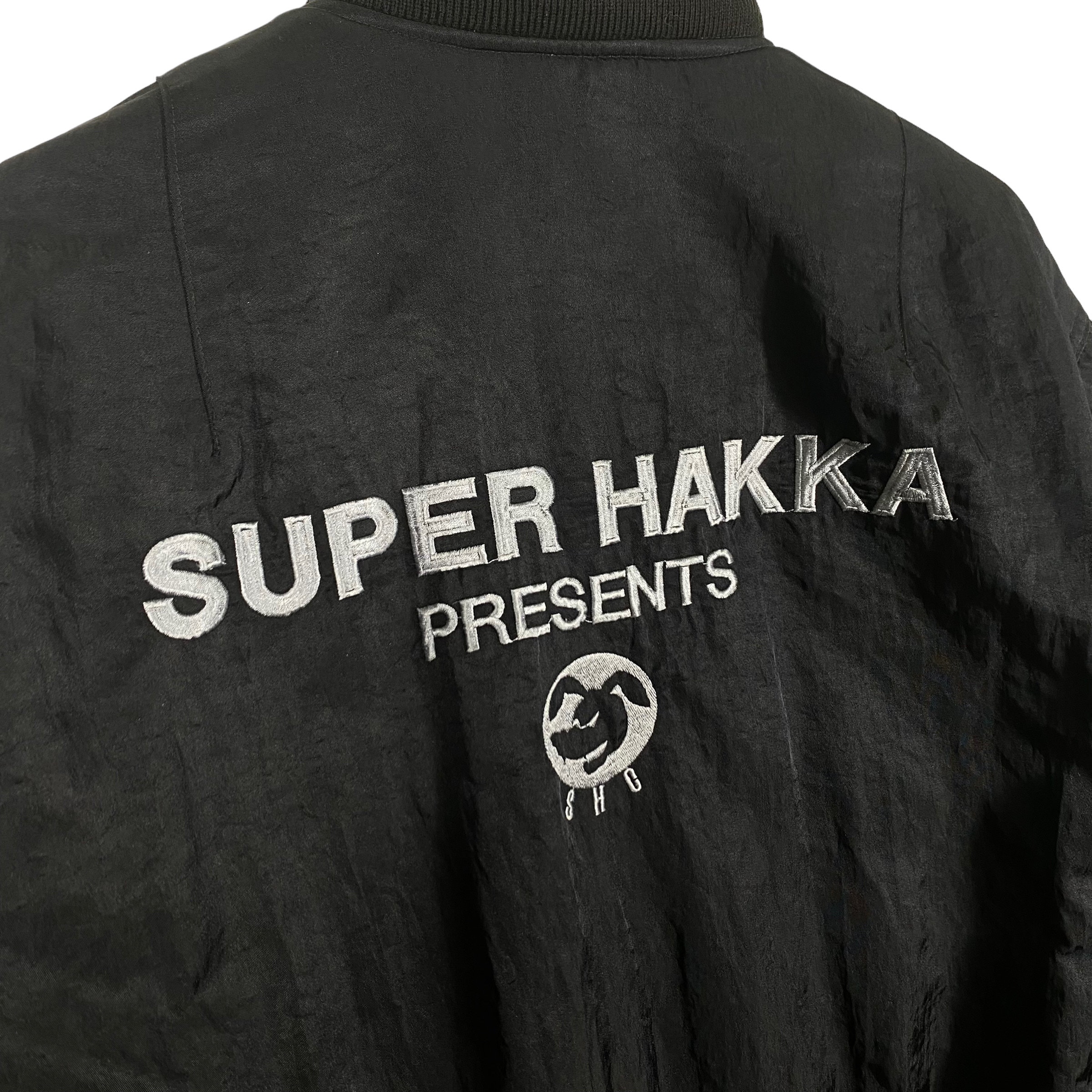 Vintage Super Hakka Presents Bomber Jacket L Size Black
