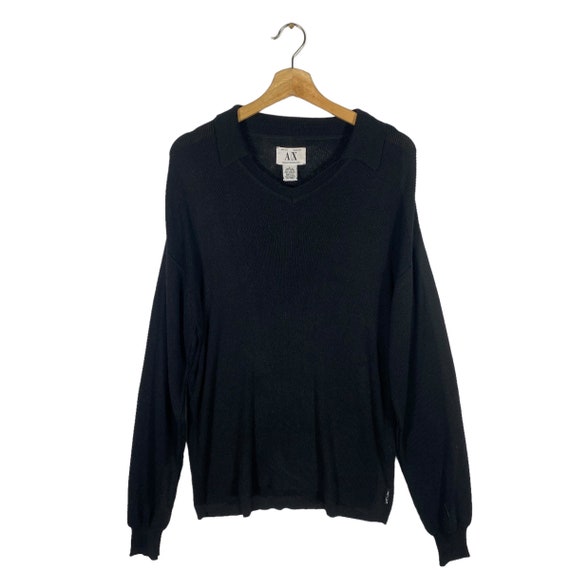 Armani Exchange, Vintage Armani Exchange Knit Sweater L Size But To Fit M Size Black Colour