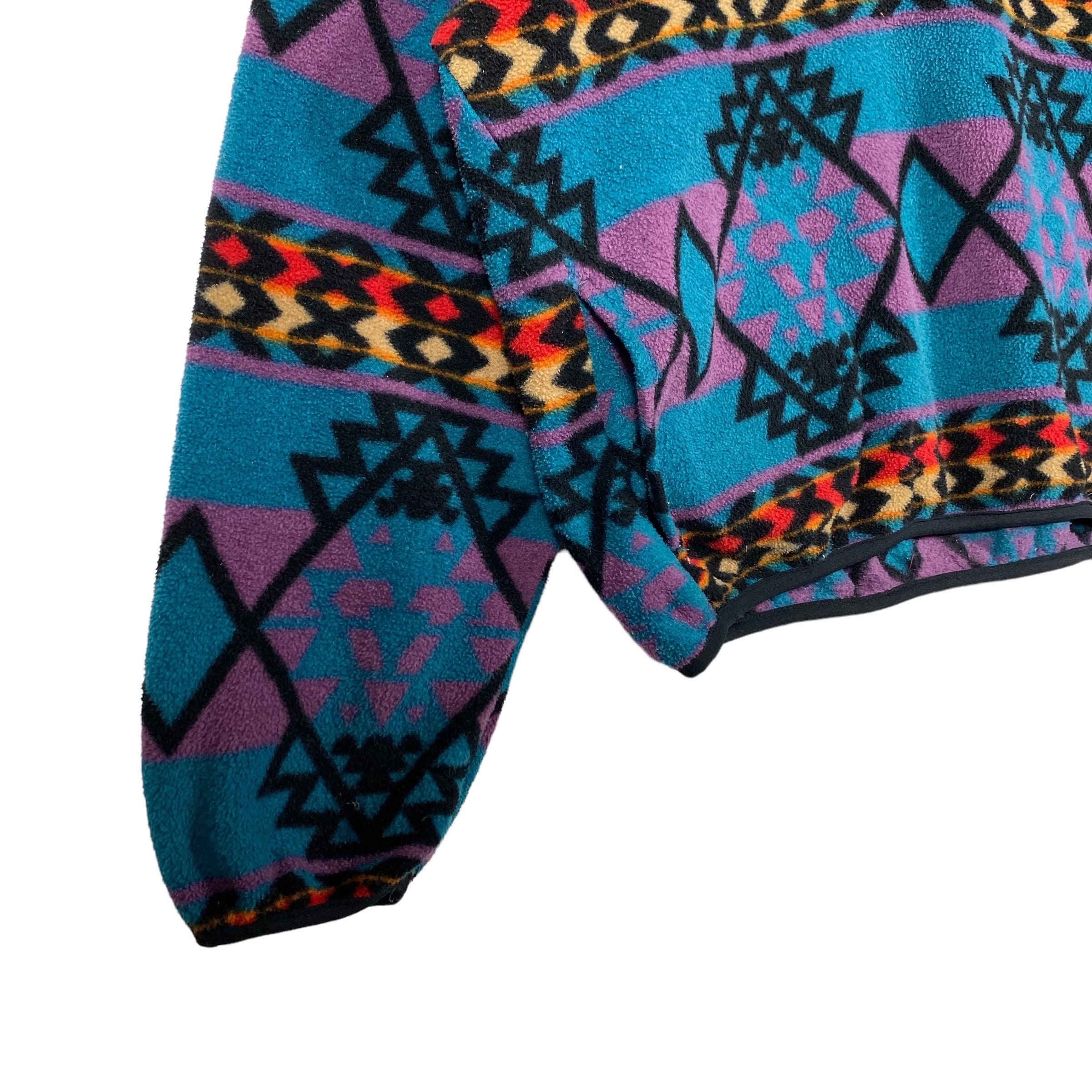 Vintage 90s Woolrich Aztec Tribe Fleece Half Zip Sweatshirt M Size