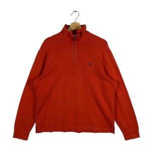 Vintage Polo Ralph Lauren Half Zip Sweatshirt Pullover M Size Orenge Colour