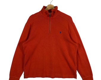 Vintage Polo by Ralph Lauren Sweater Embroidery Big Logo Half Zip
