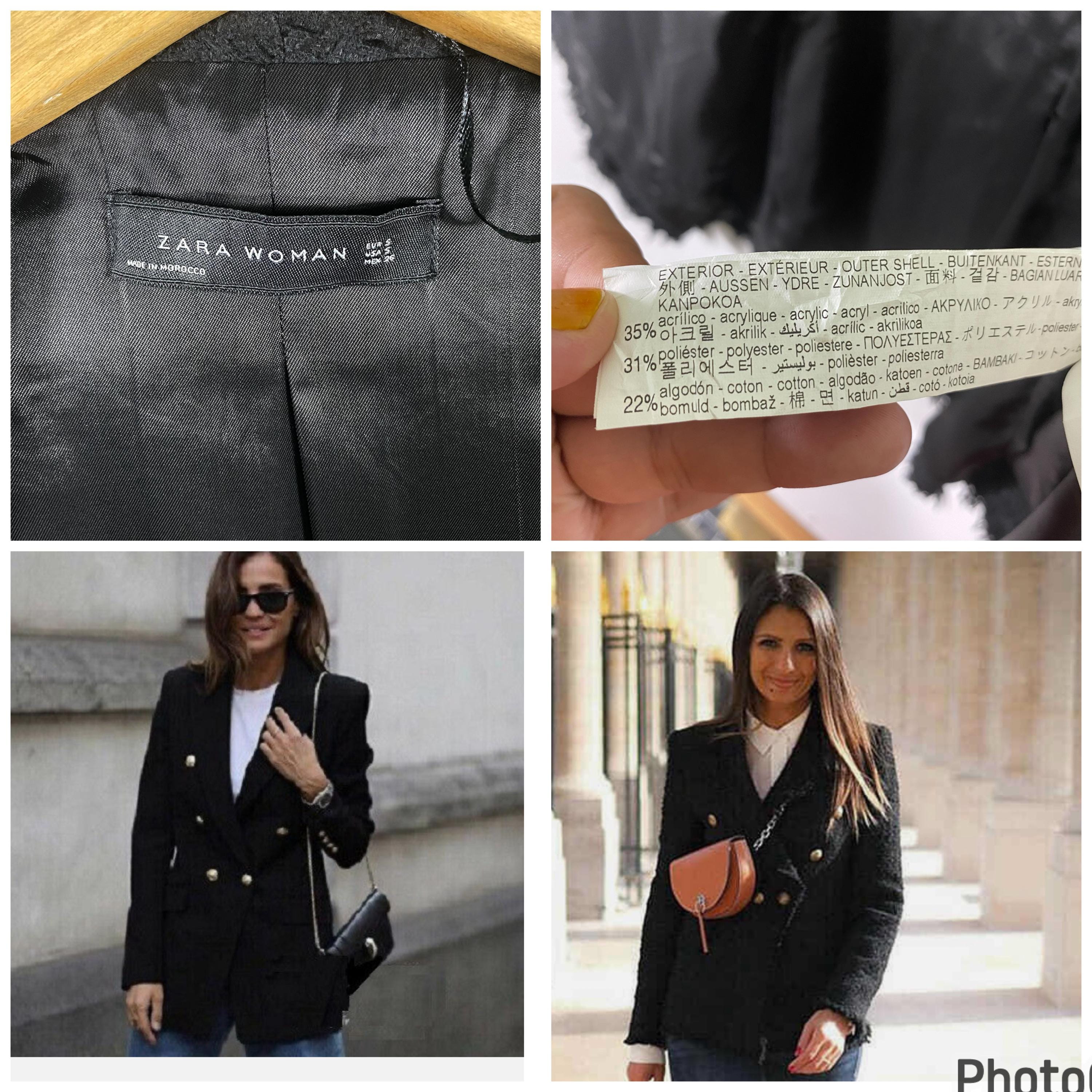 Zara Black Blazer Tweed Whit Gold Button Coat Jacket Wool Zara Black Blazer Tweed Whit Gold Button Coat Jacket Wool