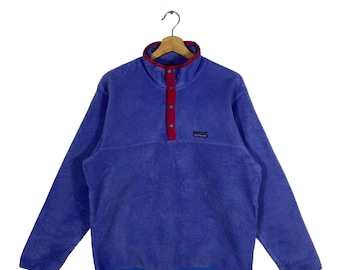 Vintage Patagonia  Fleece Half Button L Size But To Fit M Size Blue Colour