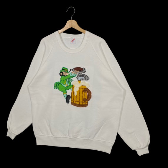 Vintage 90s Saint Patrick's Day Shamrock Sweatshi… - image 3