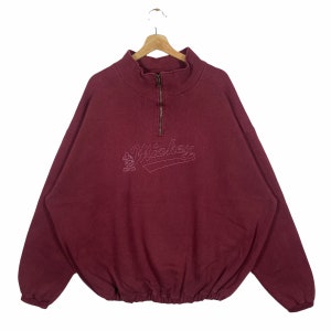 Vintage Mikey Mouse Felpa Half Zip XXL Taglia Marrone Colore