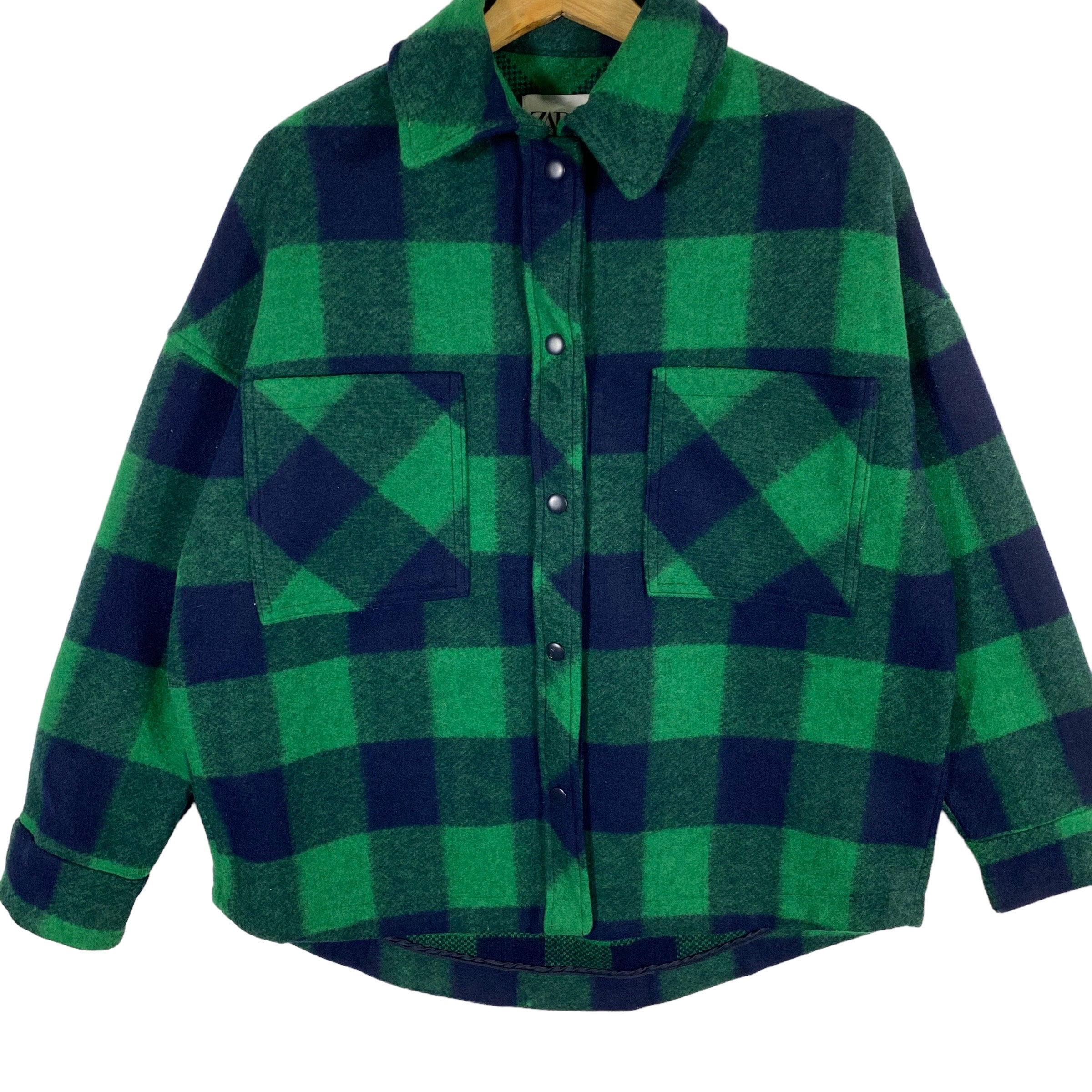 Vintage Zara Tartan Plaid Wool Button Jacket XS Size but to Vintage Zara Tartan Plaid Wool Button Jacket XS Size but to