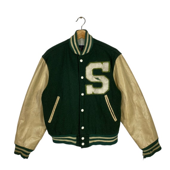 VARSITY JACKET GREEN / CREAM –