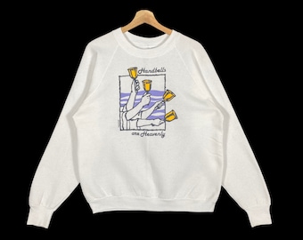 Vintage 90s Handbells Heavenly Sweatshirt L Size But Fit To M Size White Color