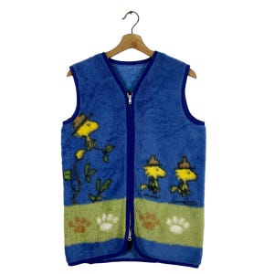 Vintage Peanuts Snoopy Fleece Vest M Size Blue Colour