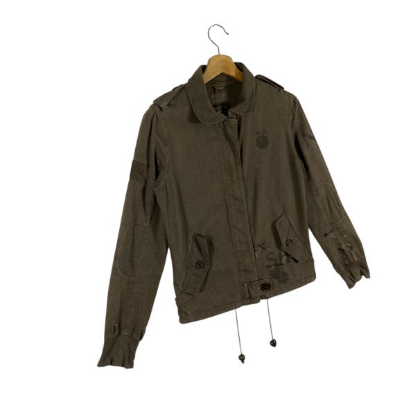 SHARE SPIRIT　linen shirt jacket　military Share Spirit Type A-9 Military Zipper/button Jacket Size 36 Brown