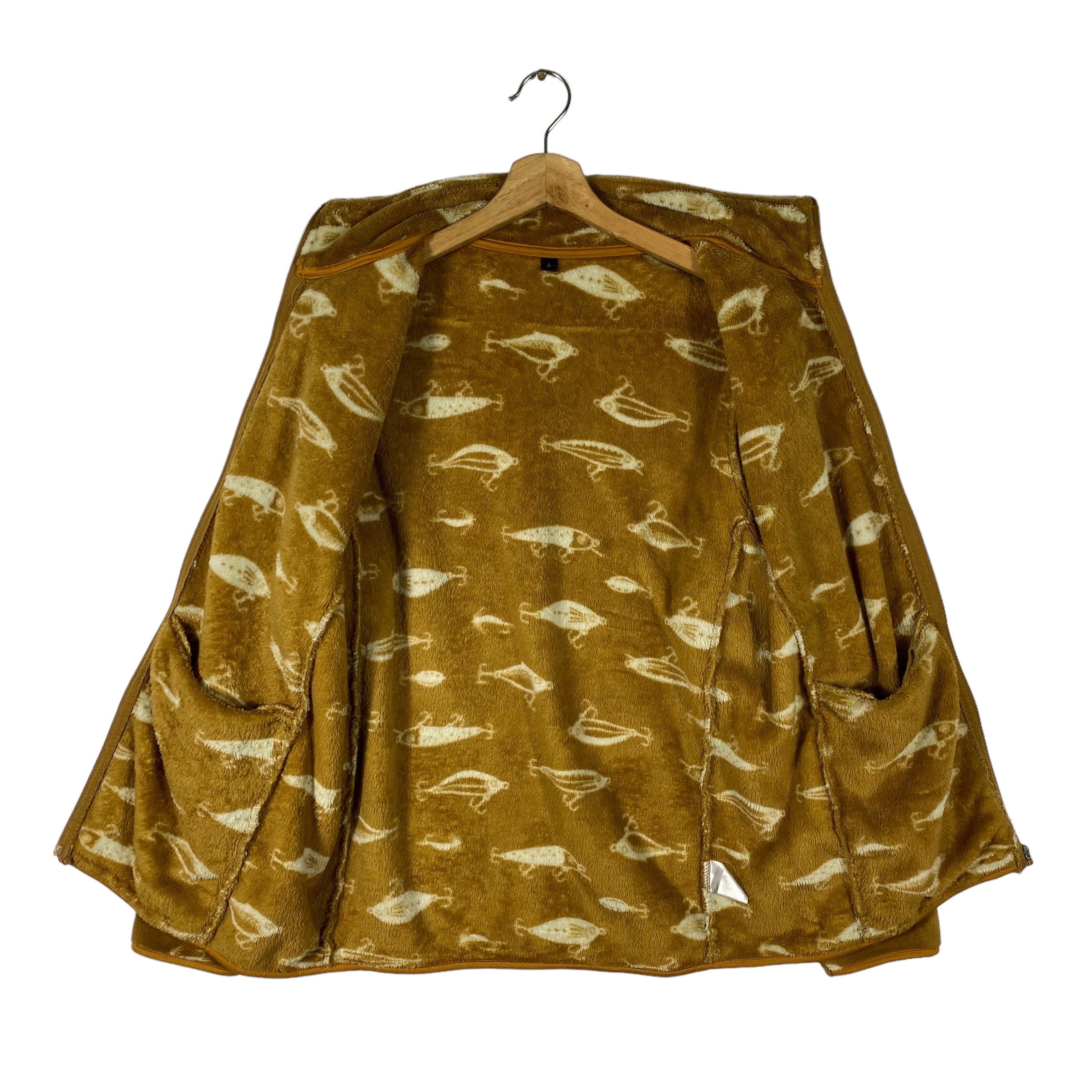 Vintage Japanese Brand Fishing Fullprint Fleece Zipper