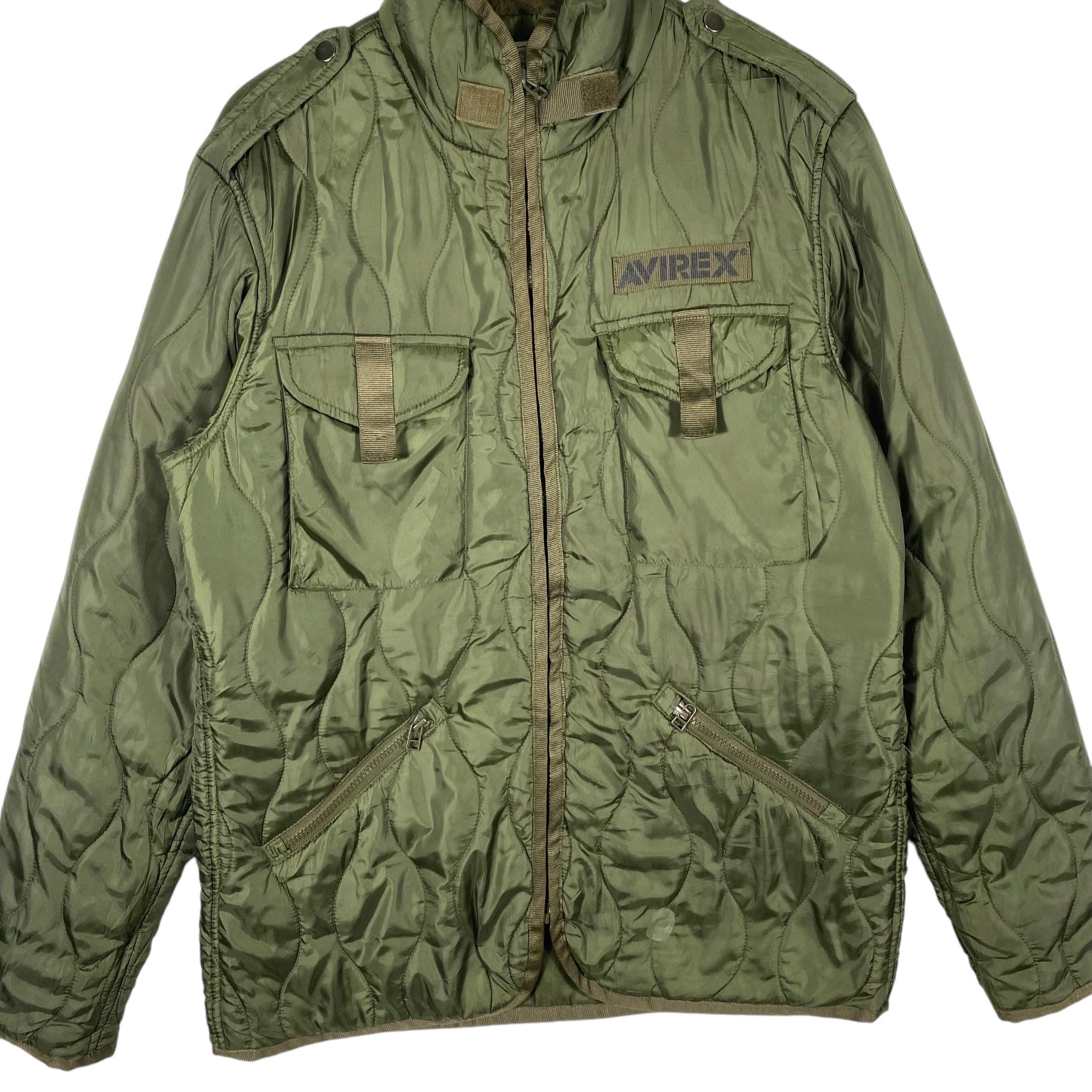 Vintage Avirex Quilted Zipper Jacket L Size Green Army Colour - Etsy