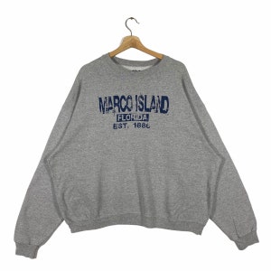 Vintage Marco Island Florida Sweatshirt XXL Size Grey Colour