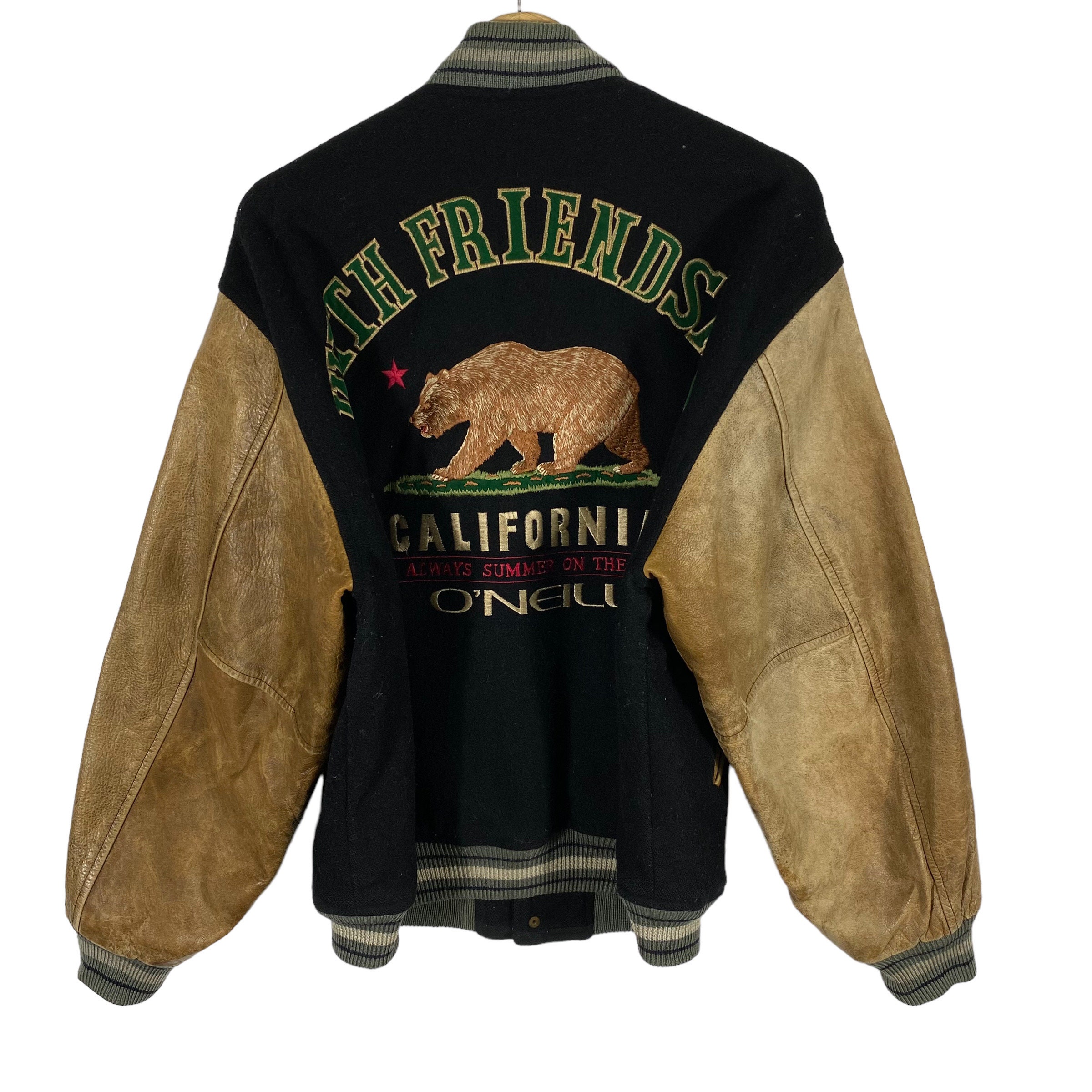 Vintage 90s O'neill California Republic Bear Varsity Jacket