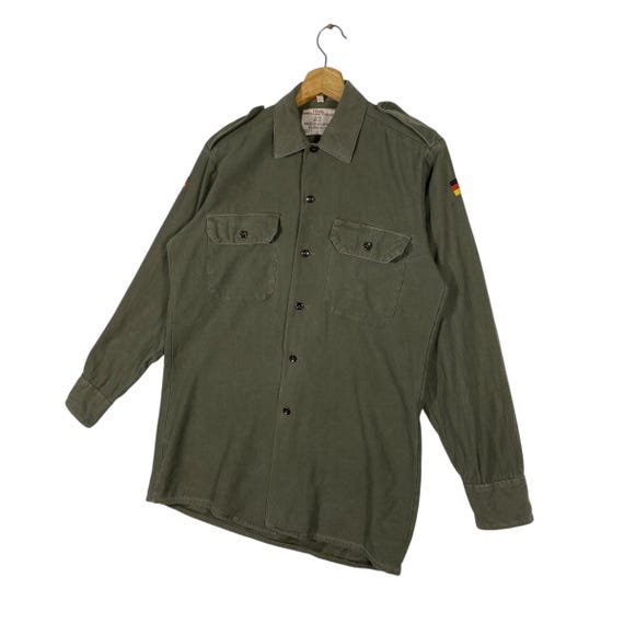 Vintage 80s Konzel Baumwolle Military Shirt Size 37/38 (S) Green
