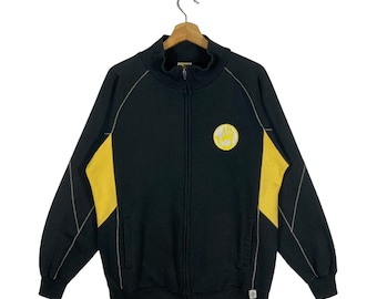 Vintage 90-tals Body Glove Jacka med dragkedja Storlek M Svart/Gul