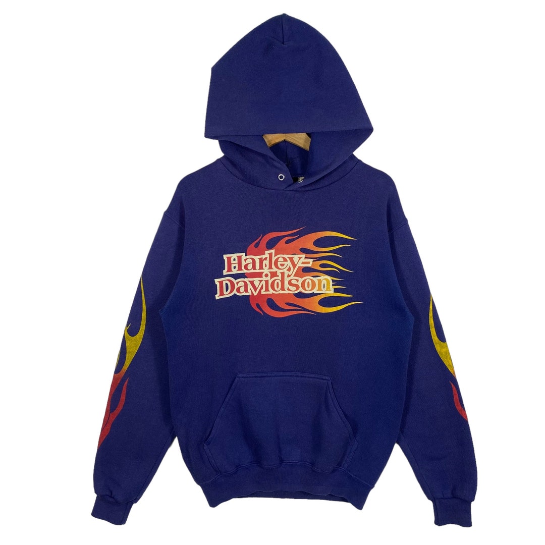 Vintage 90s Harley Davidson Flames Hoodie Sweatshirt S Size Vintage 90s Harley Davidson Flames Hoodie Sweatshirt S Size