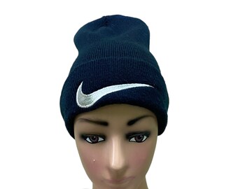 ニ*ニ様 90s Nike navy beanie big swoosh AP6 ニ*ニ様 90s Nike navy beanie big swoosh AP6 Vintage 90s Nike