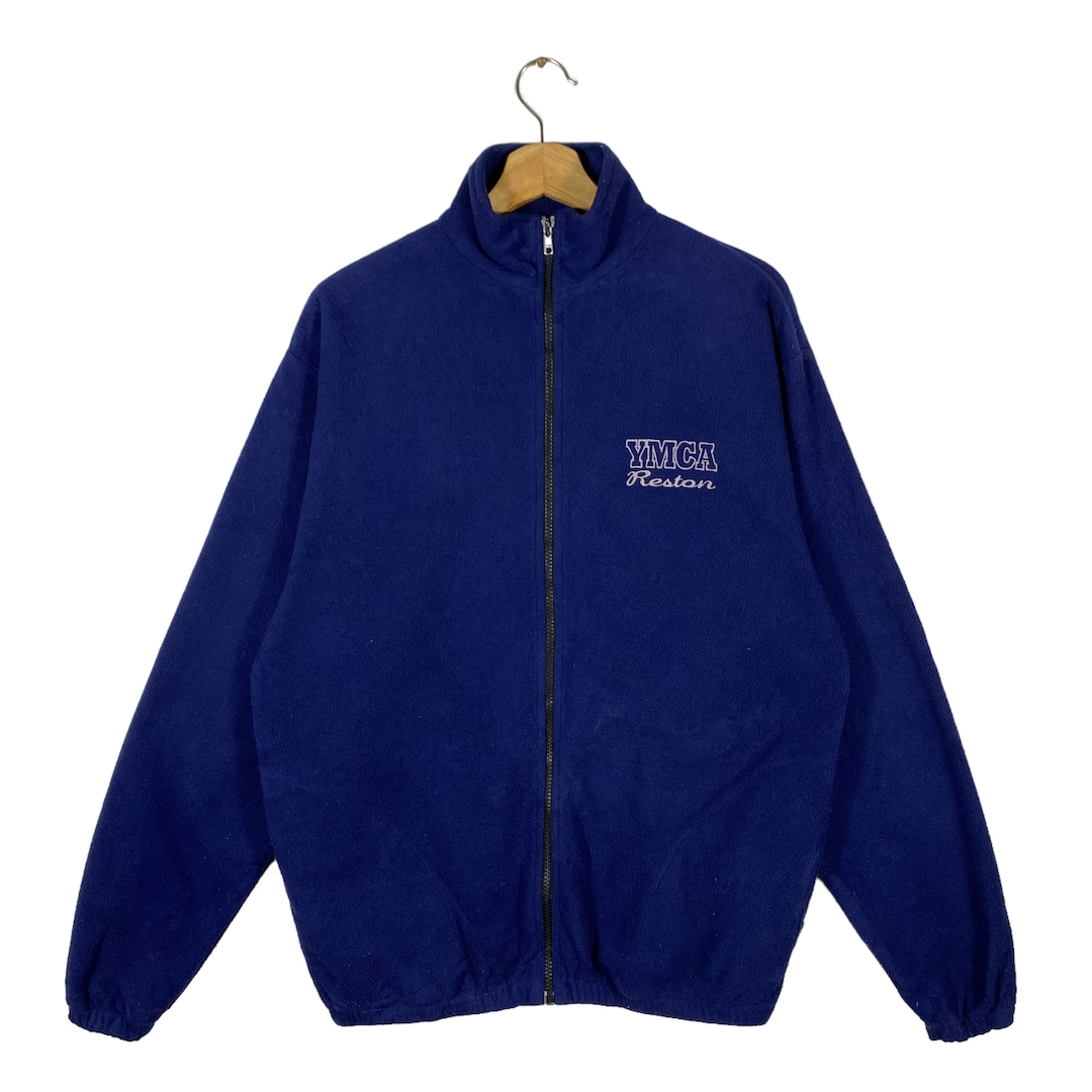 Vintage YMCA Reston Fleece Zipper Jacket M Size Navyblue Etsy