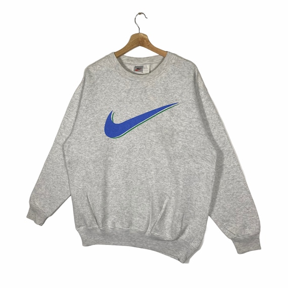 【2024最新作】 Vintage Etsy - Color Grey Size L Sweatshirt Swoosh Nike 90s トップス