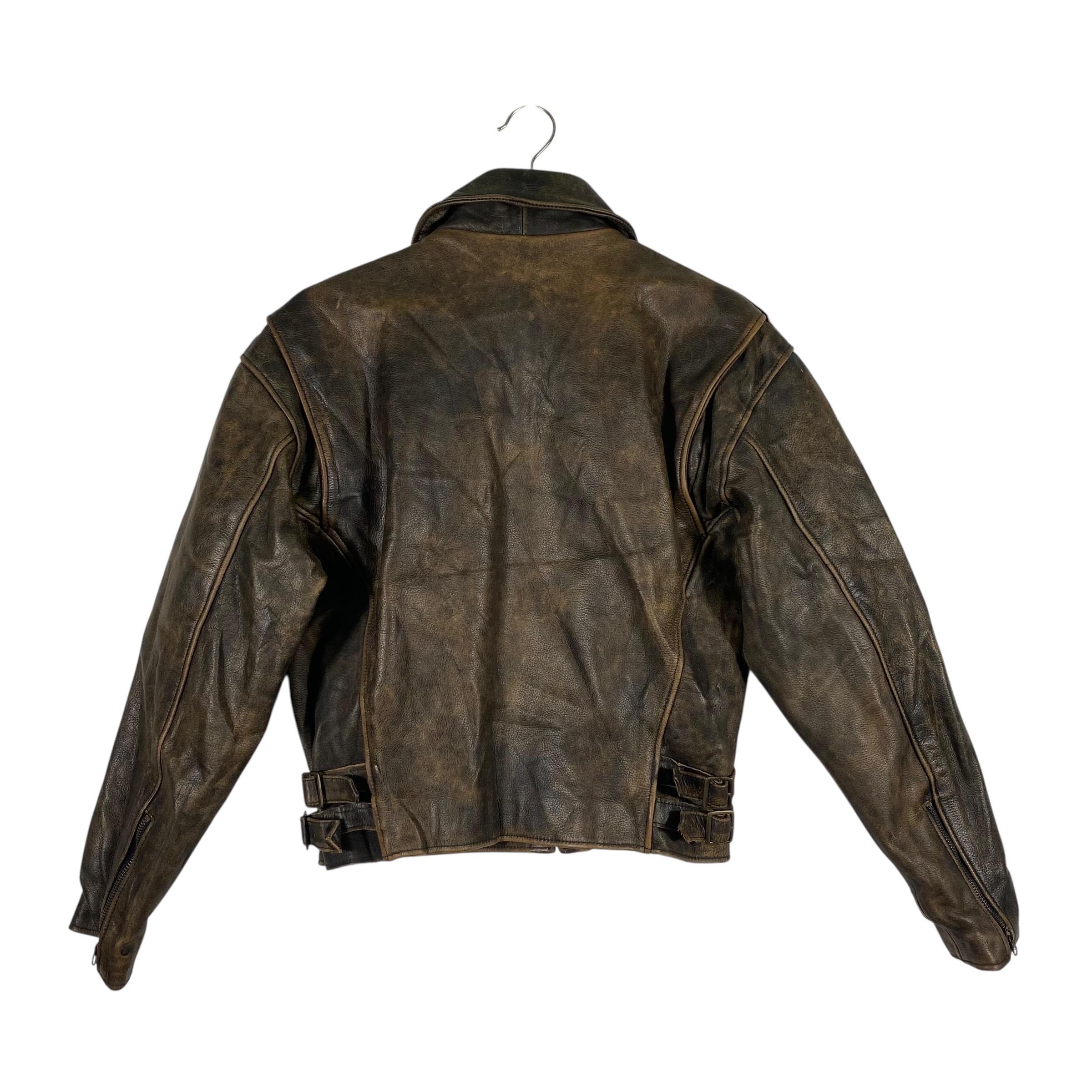 Vintage G.S.C on Time Leather Zipper Jacket M Size Brown
