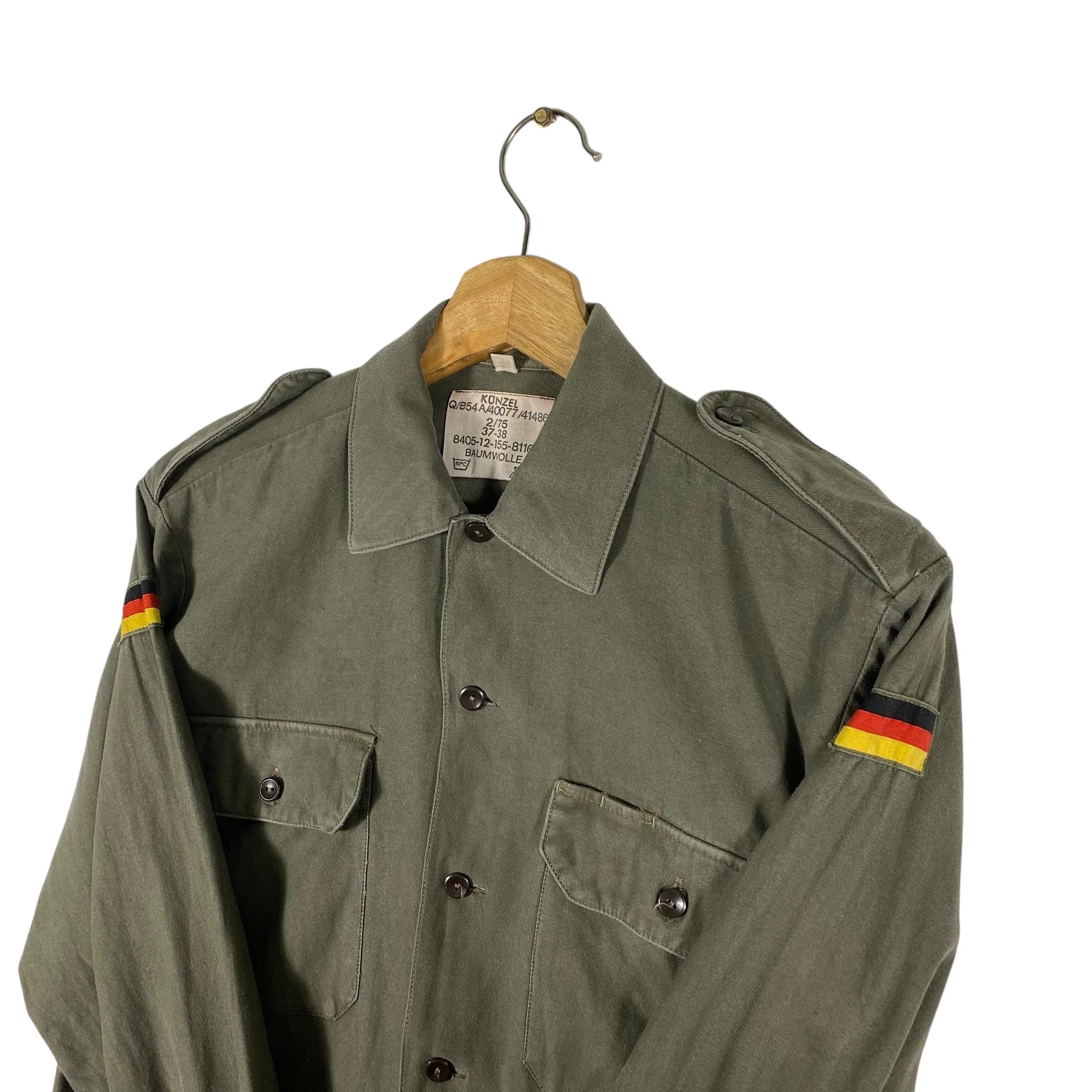 Vintage 80s Konzel Baumwolle Military Shirt Size 37/38 (S) Green