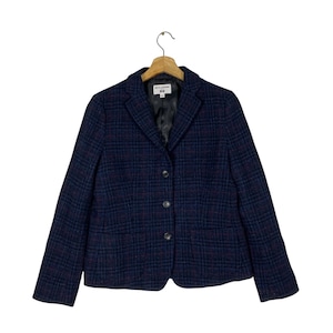 Vintage Ines De La Fressange Paris Blazer: Navy Blue Plaid, Size S