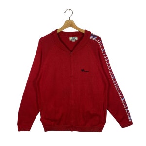 Vintage 90s Piko Hawaiian Knit Jacket - Red Zipper Front