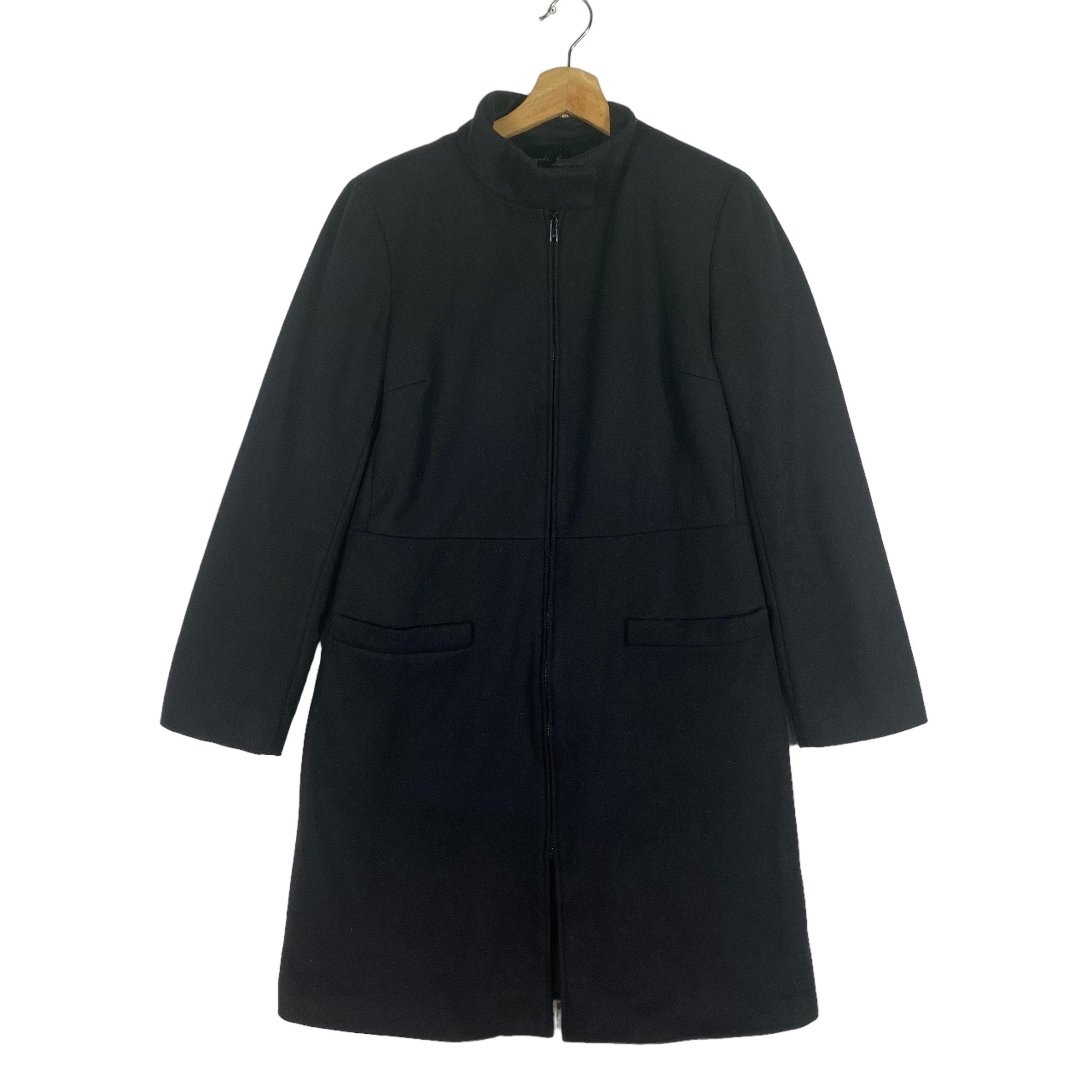 Vintage Agnes B Wool Zipper Long Jacket S Size Black Colour - Etsy