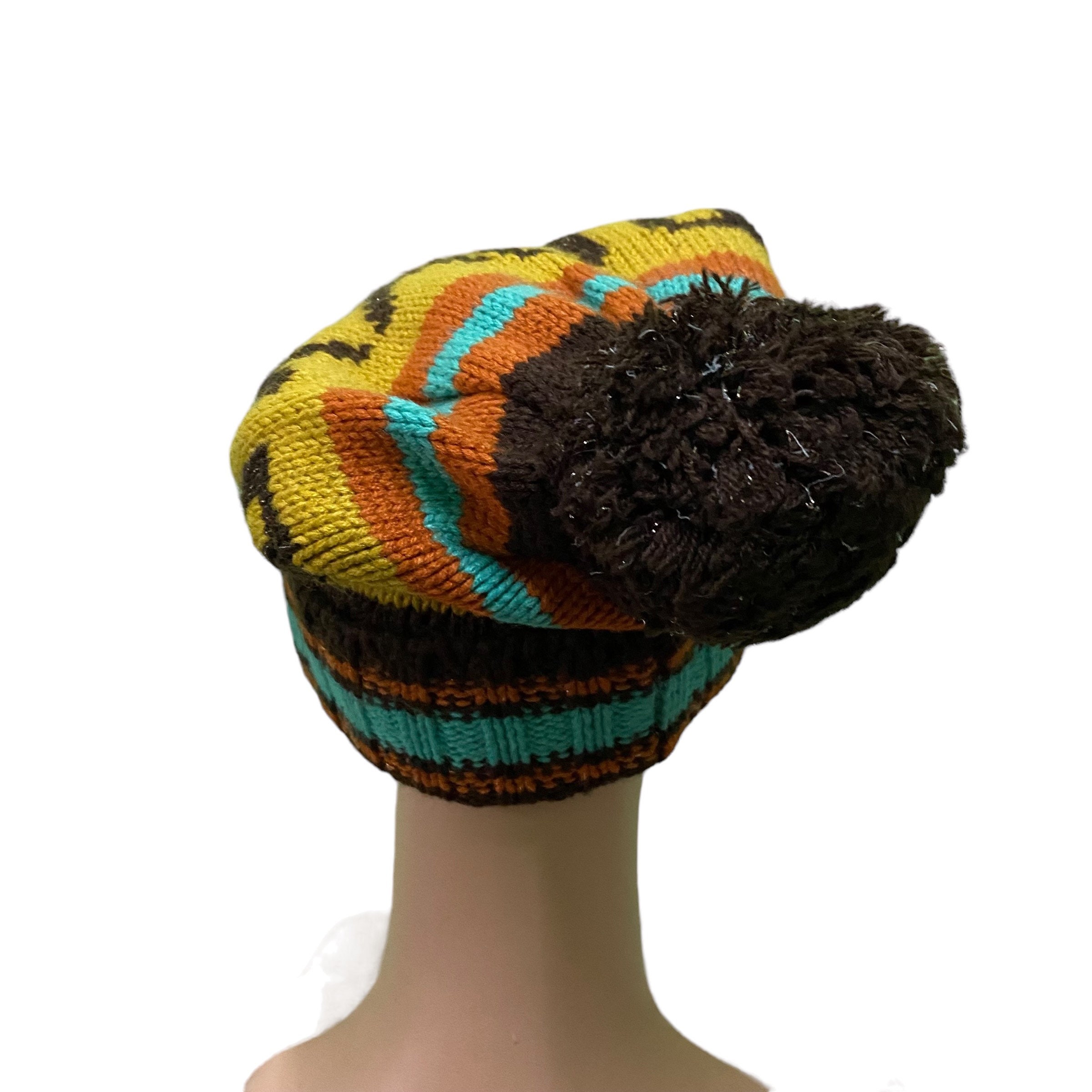 Vintage Roxy Women\'s Brown Knit Hat RARE Vintage Roxy Beanie Hat Yellow/brown Colour - Etsy Australia main image 2