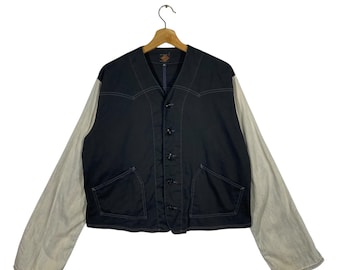 Vintage Post-overall met knopen, maat M, zwart-witte kleur