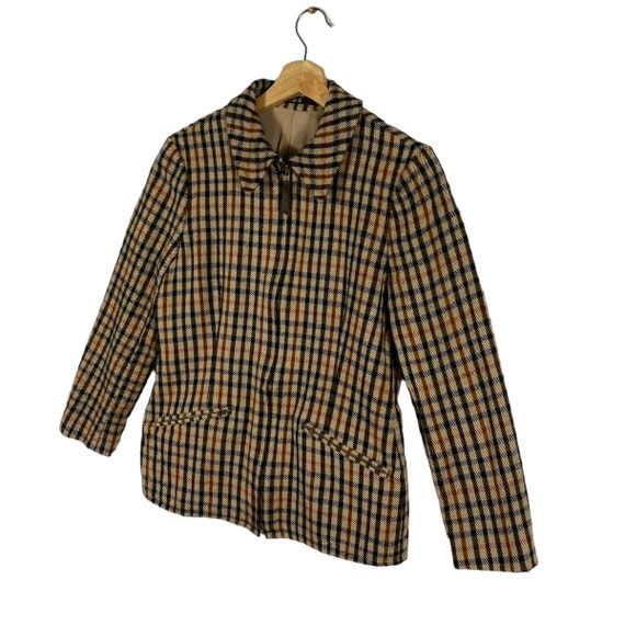 Vintage Daks England Wool Zipper Jacket S Size Brown Colour