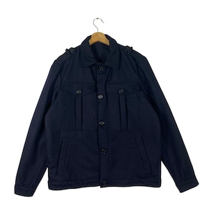 Gazzarrini Wool Boxy Short Coat Button Jacket Size 50 Colour Blueblack