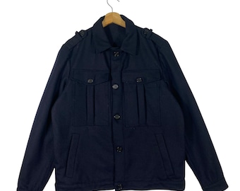 Gazzarrini Wool Boxy Short Coat Button Jacket Size 50 Colour Blueblack