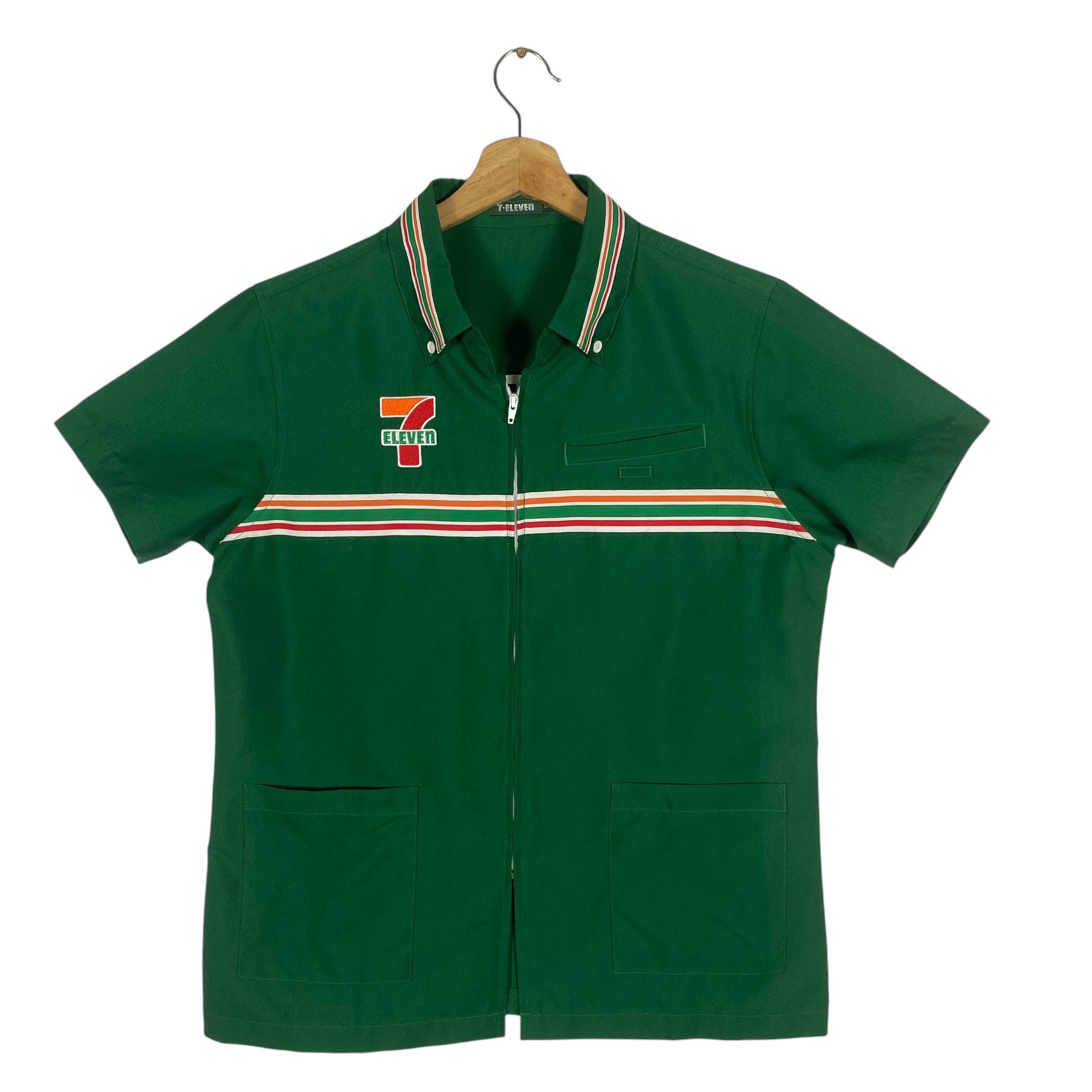Vintage 7 Eleven Short Sleeve Shirt Zipper Collar Size 13 (M