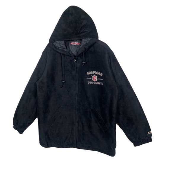 Vintage Chapman Australia Fleece Hoodie Sweatshirt L Size Black 