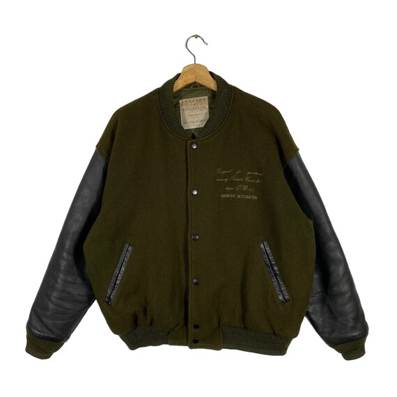 Vintage 90s Unknown Destination Varsity Wool Leather Jacket Vintage 90s Unknown Destination Varsity Wool Leather Jacket