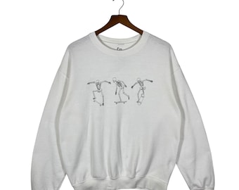 Skateboard Skeleton Sweatshirt M Size White Colour