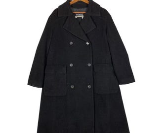 Salvatore Ferragamo Double Breasted Wool Overcoat Size 6 Black Colour