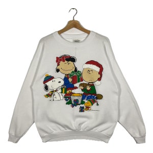 Felpa vintage anni '90 Peanuts TAGLIA XL ma per adattarsi al colore bianco taglia L
