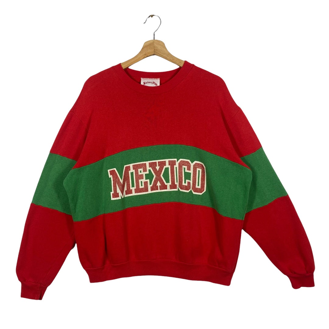Vintage 90s Mexico Sweatshirt L Size Red/green Colour Etsy
