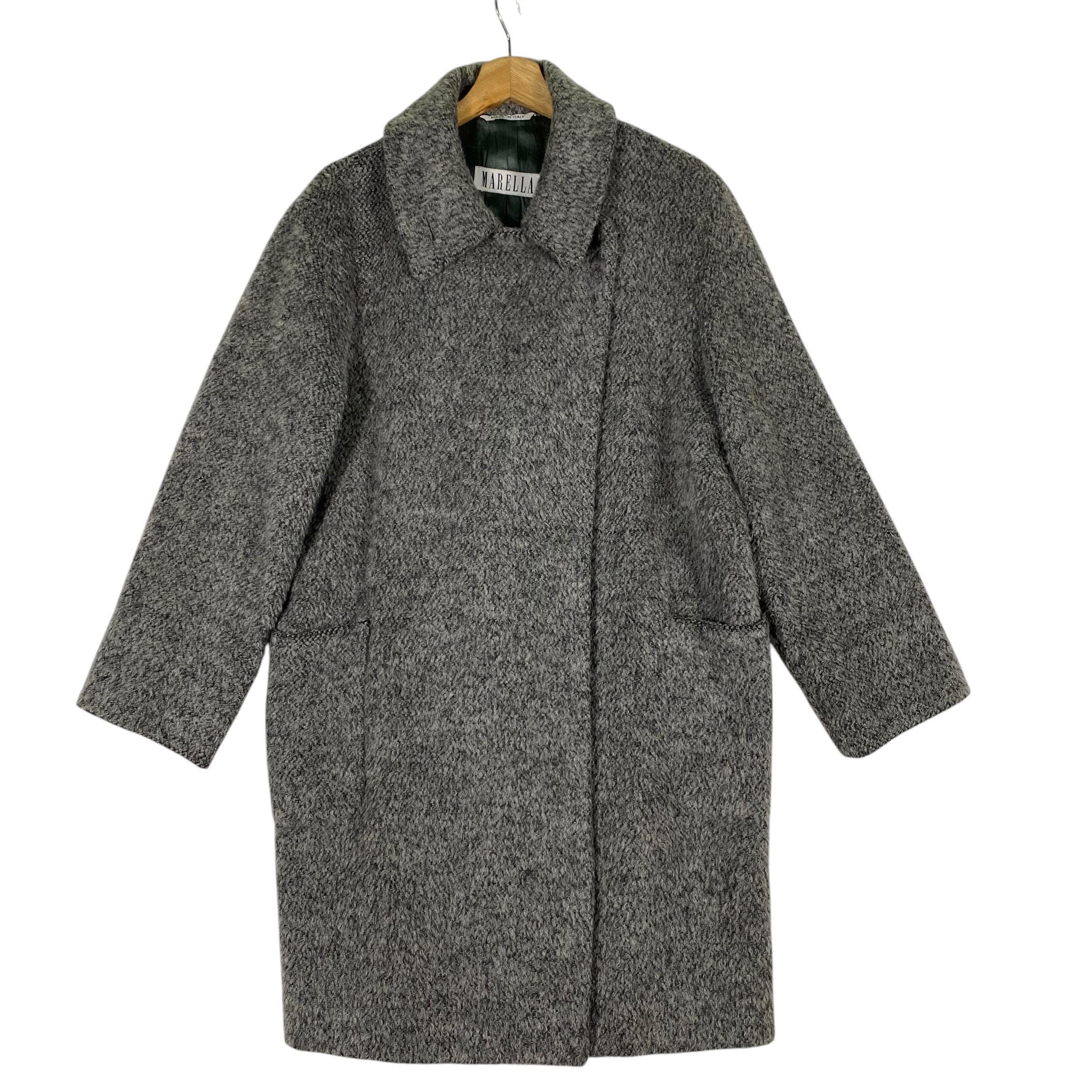 Vintage Marella Mohair Alpaca Wool Coat - 90s Minimalist Grey (M