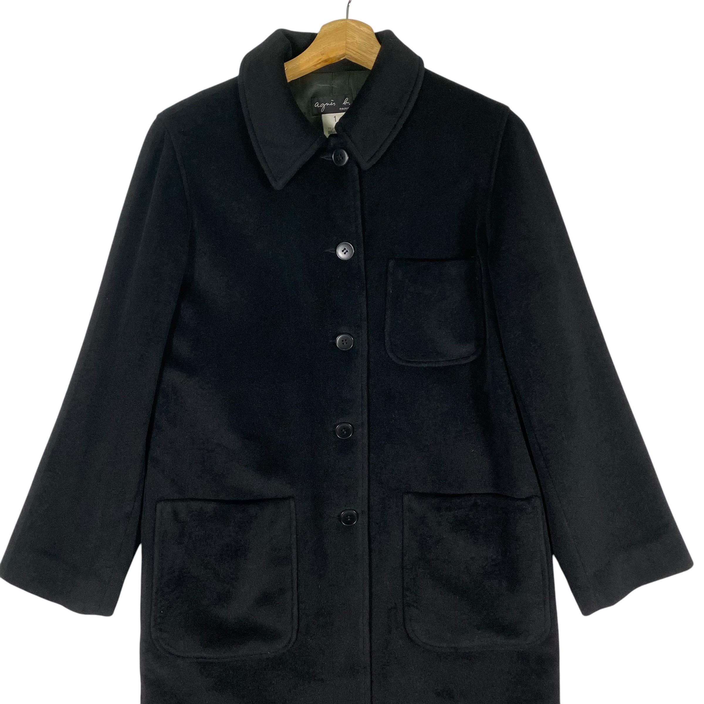 Vintage Agnes B Paris Long Jacket Wool Size 1 (S) Black Colour
