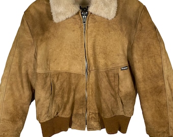 Vintage 80s Schott Suede Leather Sherpa Zipper Jacket M Size - Etsy