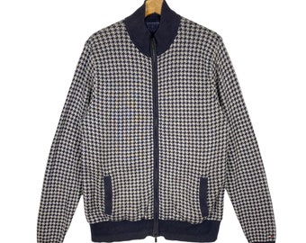 Giacca vintage con cerniera Tommy Hilfiger taglia L ma adatta alla taglia M, colore blu navy/grigio