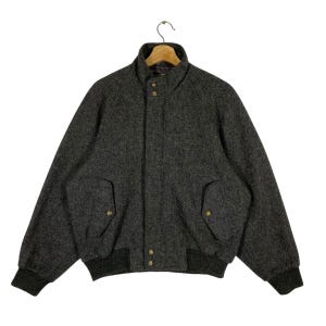 Vintage The North Face Harrington Jacke Zipper/Button L Grösse Grau Farbe