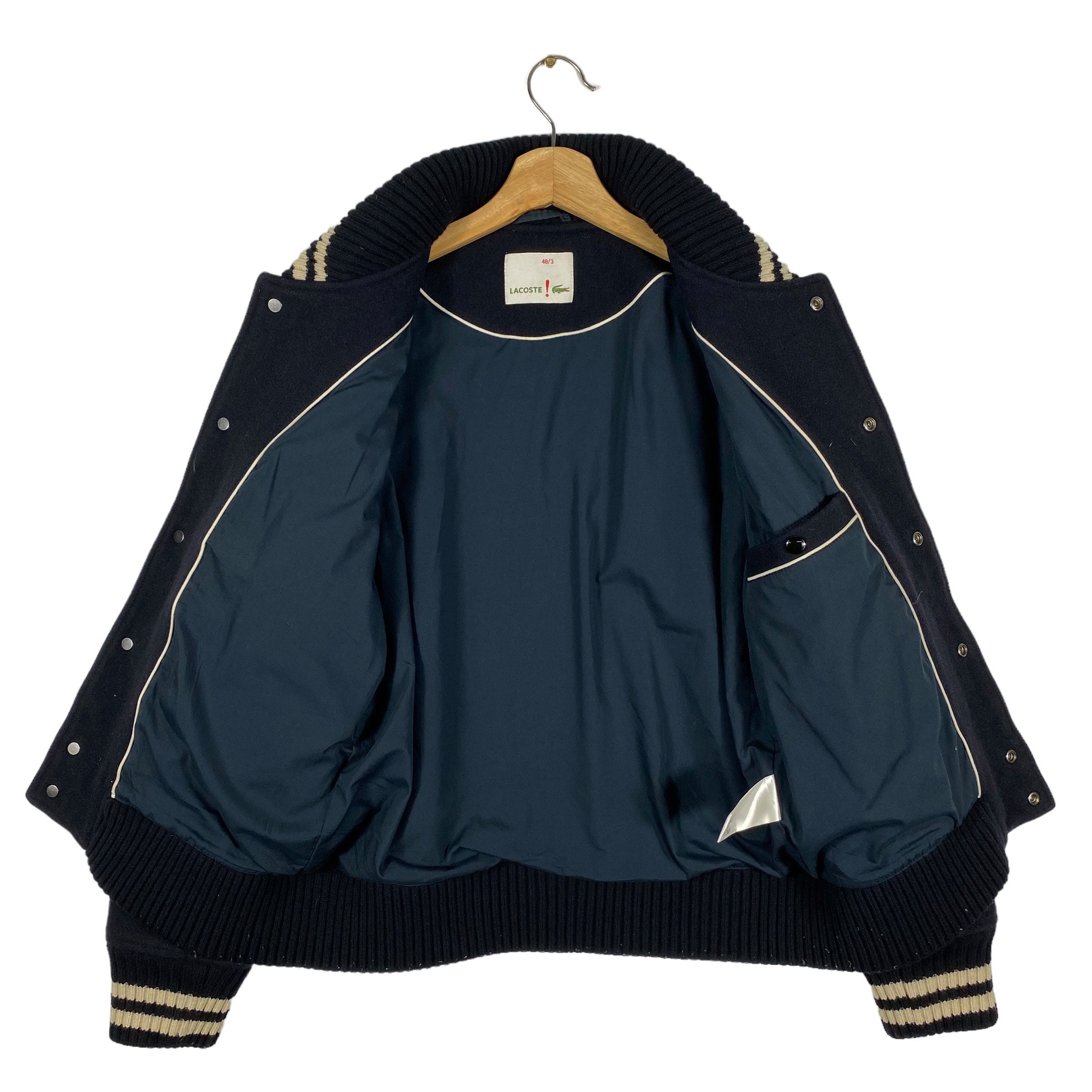 Vintage Lacoste Varsity Bomber Wool Jacket Size 48/3 (M Vintage Lacoste Varsity Bomber Wool Jacket Size 48/3 (M