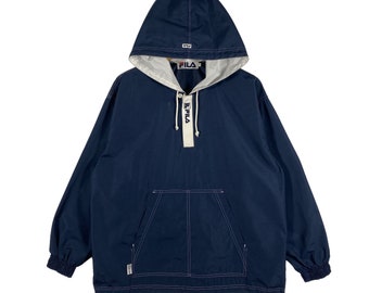 Giacca a vento Vintage Fila Half Zip S Size Oversize Colore Navyblue