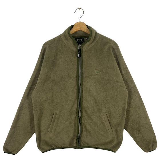 Vintage 90s Helly Hansen Fleece Zipper Jacket - Army Green (XL